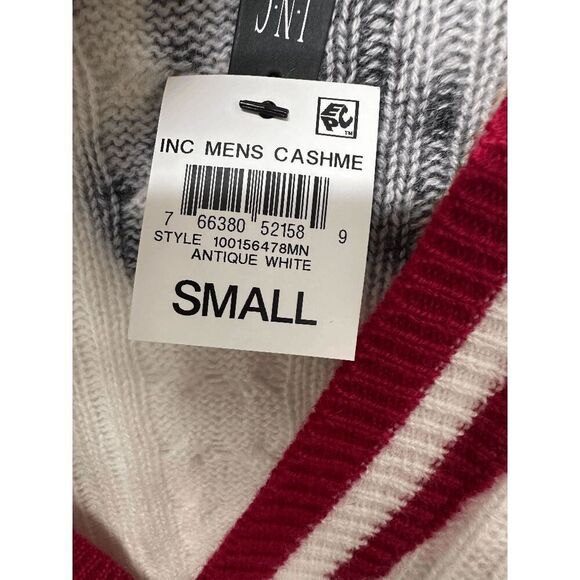 INC International Concepts Men's Cashmere Dye-Splattered Cardigan - White S - Picture 4 of 7